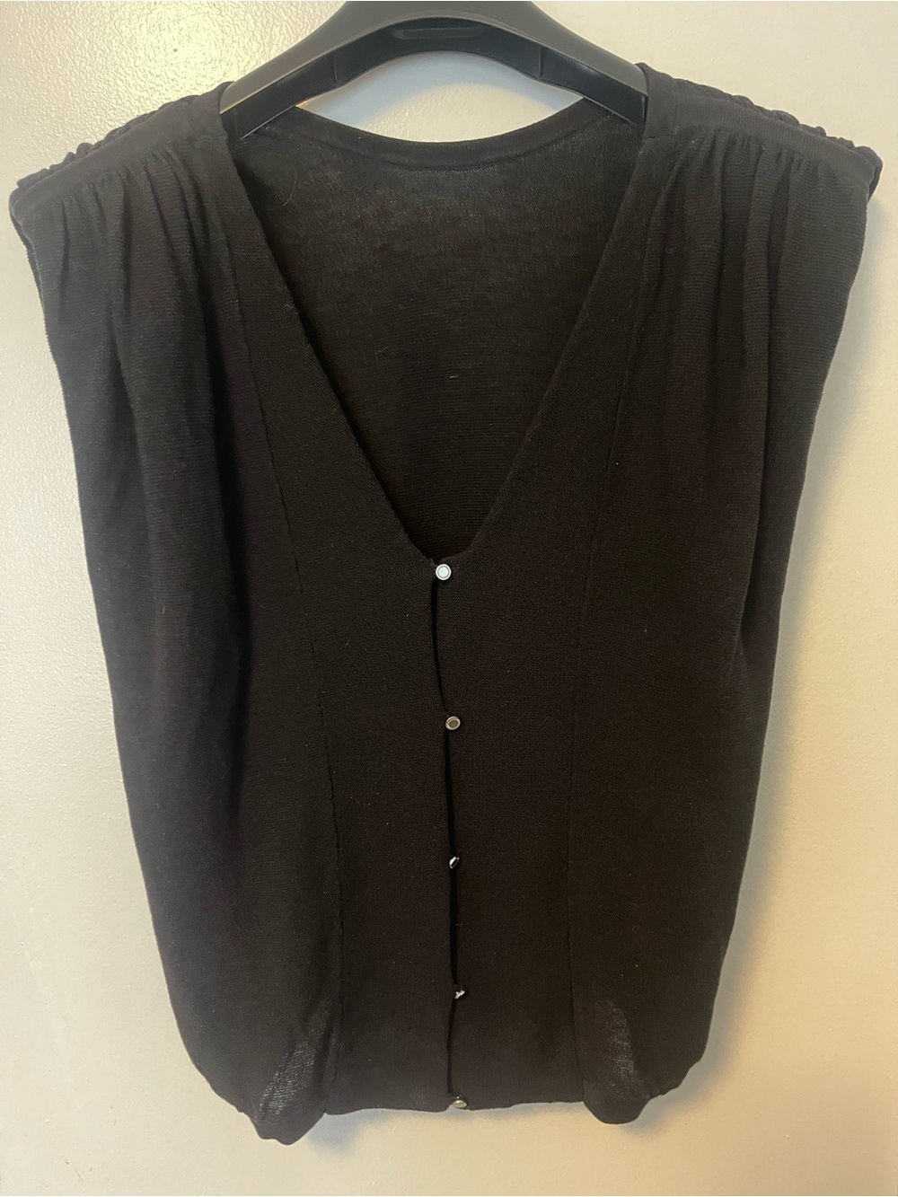 BA&SH Black V-Neck Button Front Sleeveless Knit Top